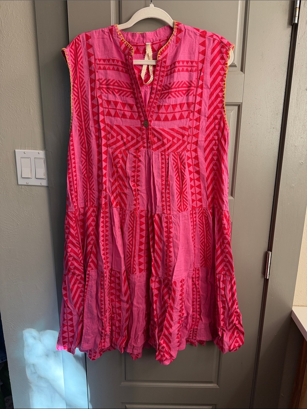 Uncle Frank Pink and Red Sleeveless Tiered Dress- please read description